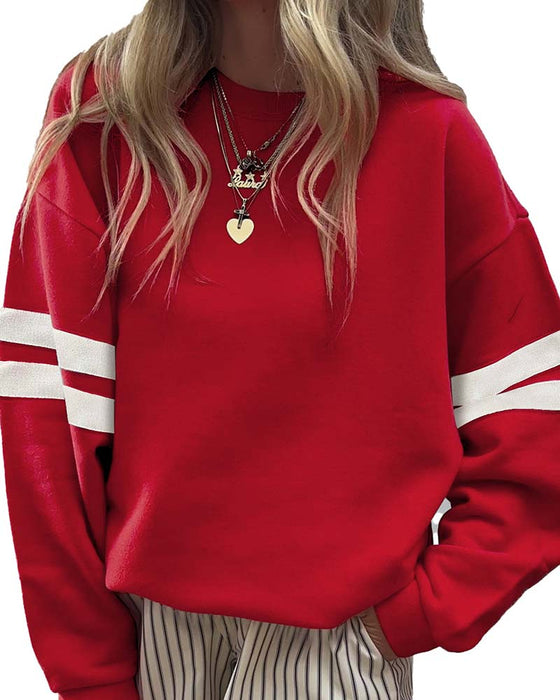 Color-Block Lange Mouw Ronde Hals Sweatshirt
