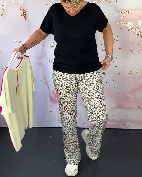 Effen gekleurd casual T-shirt met ronde hals