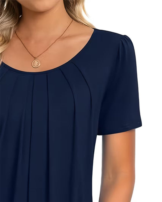 T-Shirt Geplooid Casual Korte Mouw