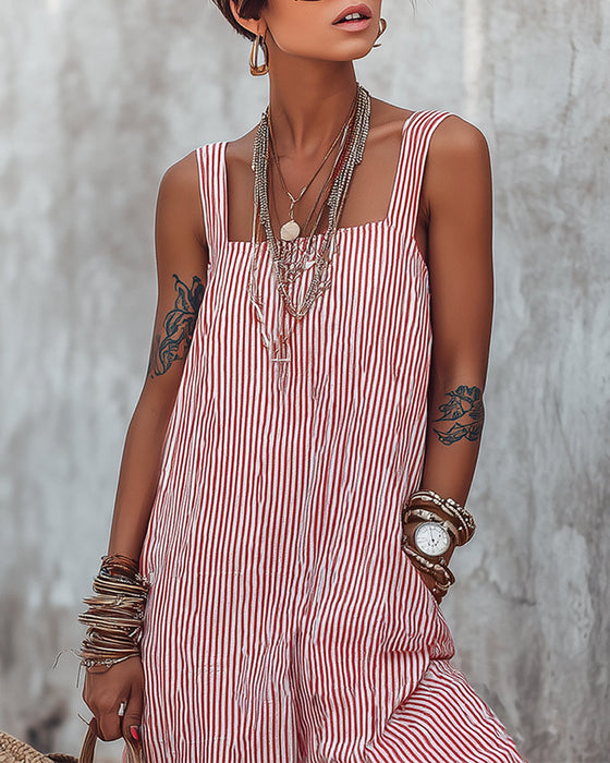 Jumpsuit Brede Band Gestreepte Overalls