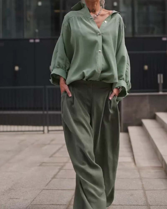 Casual Overhemd Effen Kleur Lange Mouwen