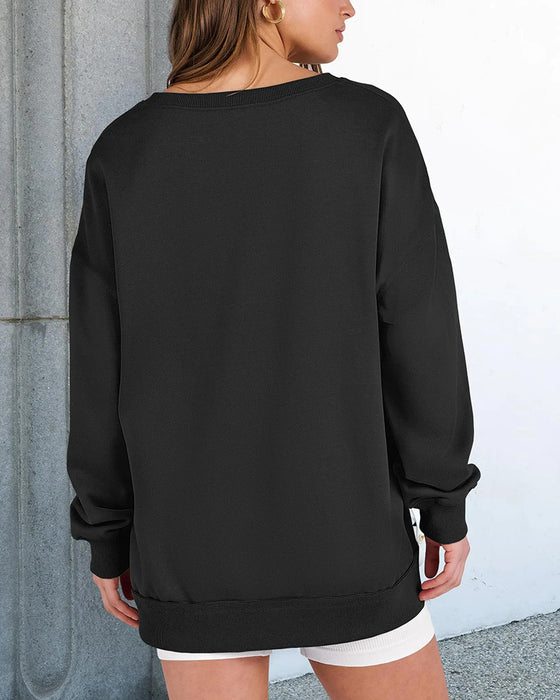 Sweater Kleine V-Hals Ruim Casual Lange Mouwen