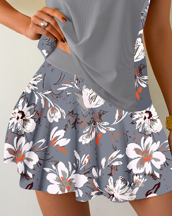 Tankini Mouwloos Patchwork Bloemen