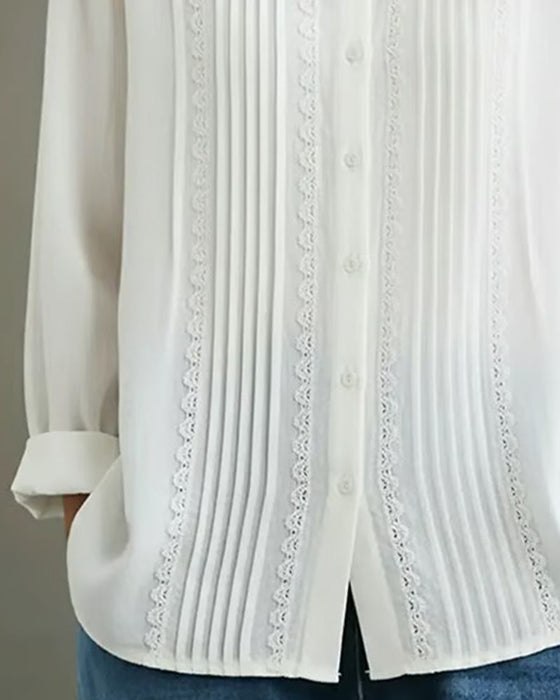 Shirt Poppenkraag Effen Kleur Langmouw
