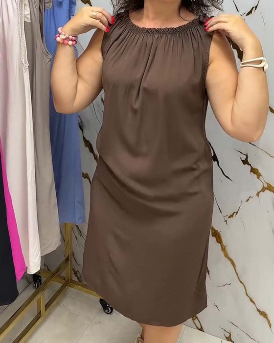 Jurk Off-Shoulder Stropdas Effen