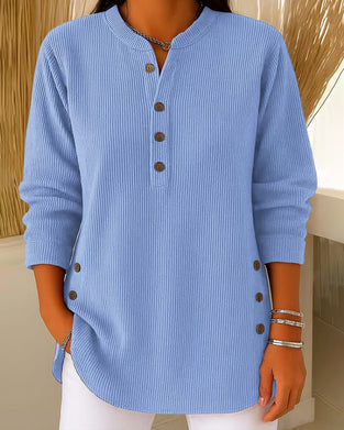 Pullover Henley Knoop Effen