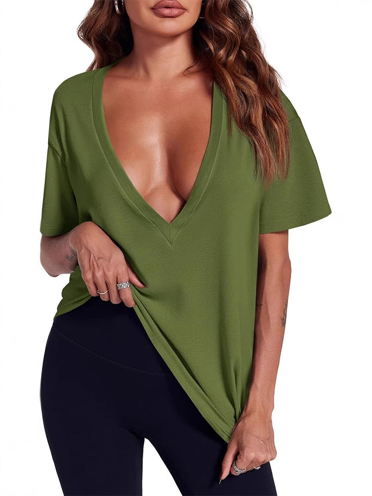 T-Shirt Dames Sexy Diepe V-Hals