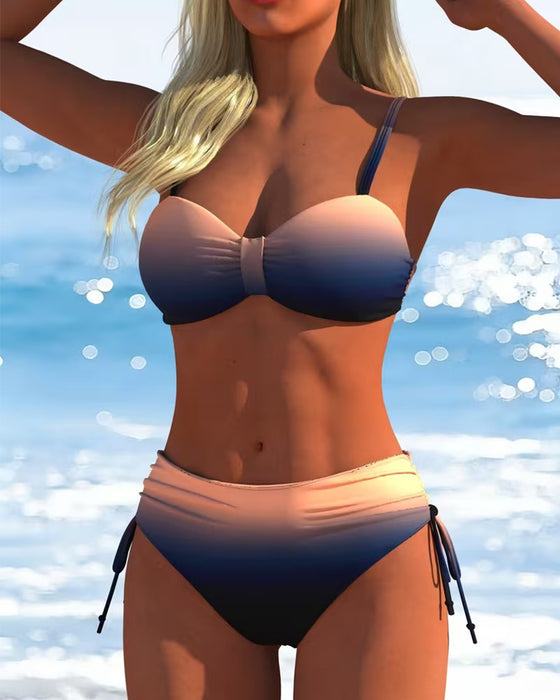Bikini Gradient Patroon Trekkoord Mode