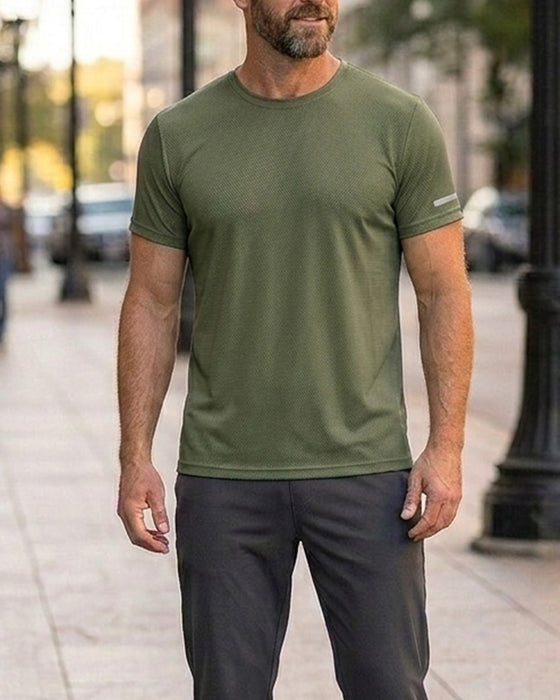 Heren T-Shirt Effen Kleur Korte Mouw Sportief