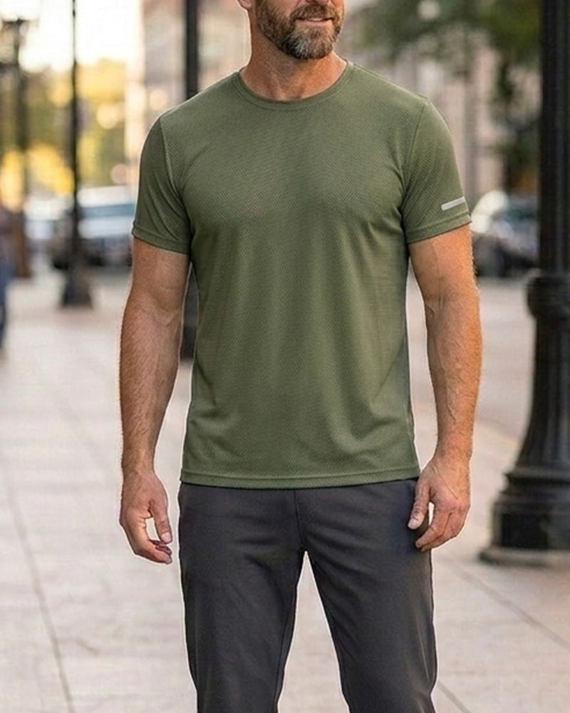 Heren T-Shirt Effen Kleur Korte Mouw Sportief