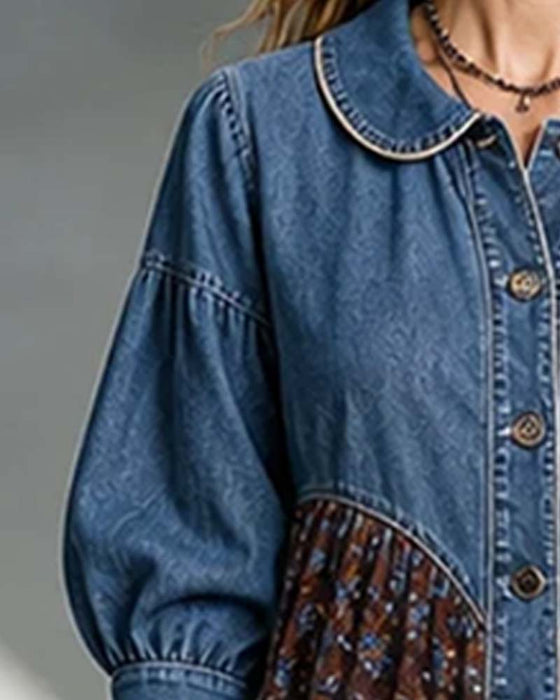 Jurk Overhemdkraag Patchwork