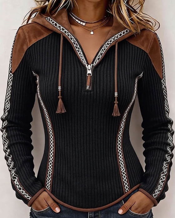 Top Capuchon Rits Casual