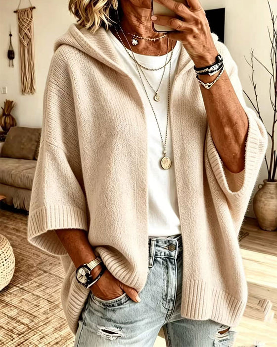 Cardigan 3/4 Mouw Capuchon Casual