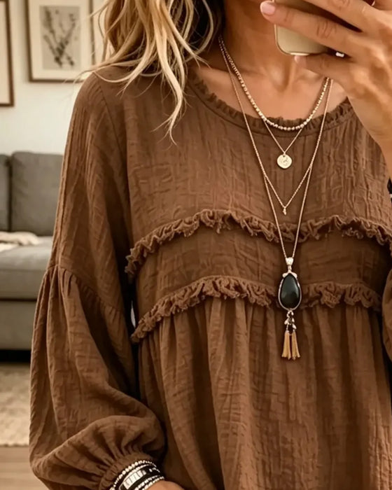 Blouse Effen Gerimpeld Casual
