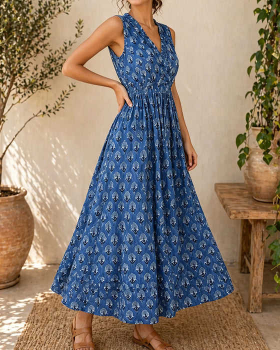 Jurk V-Hals Mouwloos Taille