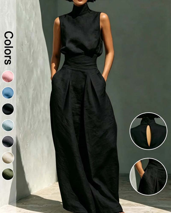 Overall Hoge Hals Mouwloos Wijde Pijp Taille