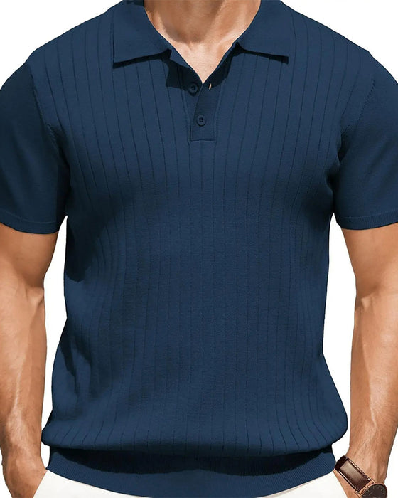 T-Shirt Geribbeld Gebreid Polo Kraag