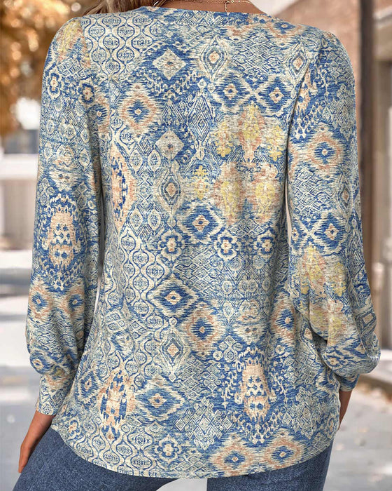 Blouse V-Hals Gerimpeld Casual