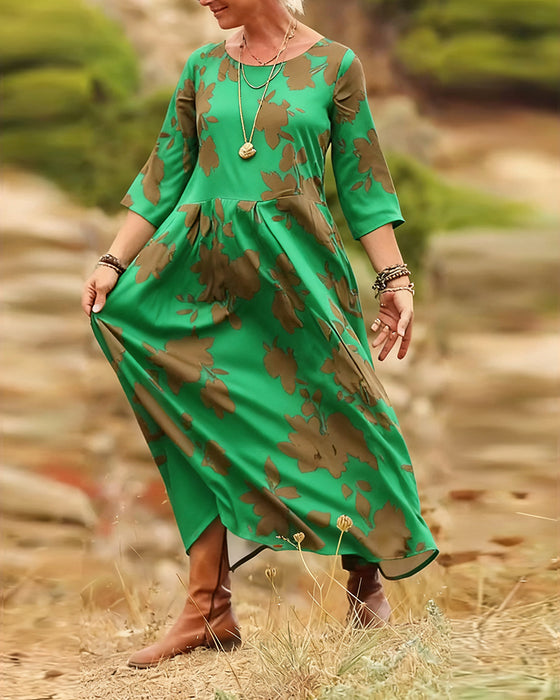 Jurk temperament retro bedrukt