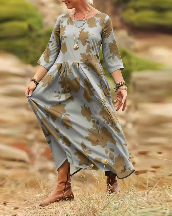 Jurk temperament retro bedrukt