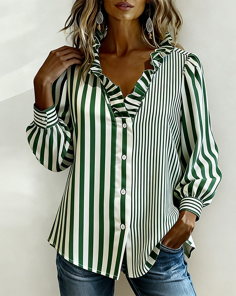 Overhemd Gestreept Ruffle Kraag