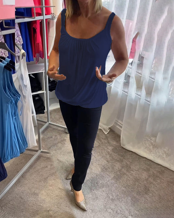 Set Casual mouwloze top met plooi en effen kleur