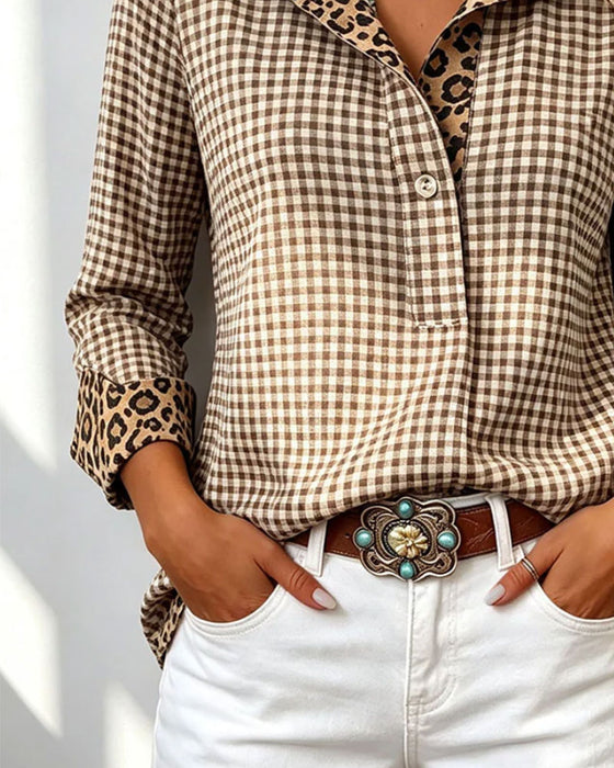 Overhemd Ruit Luipaard Langmouw Casual