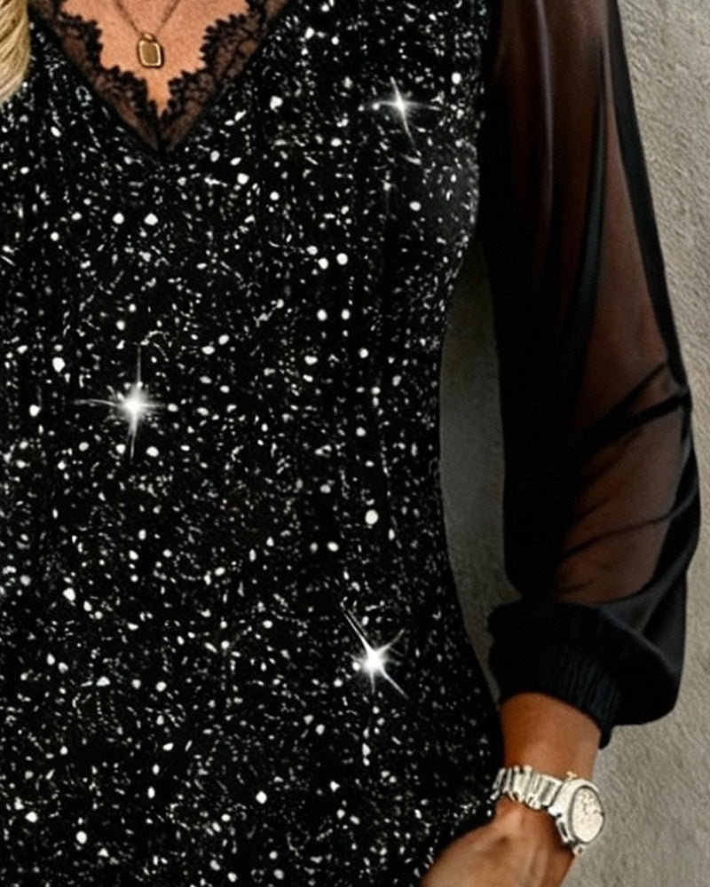 Modieuze Blouse Met Lange Mouwen En V-Hals