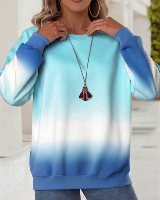 Sweatshirt casual gradiënt ronde hals