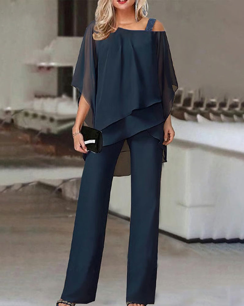 Tweedelig Set Off-Shoulder Vleermuismouw
