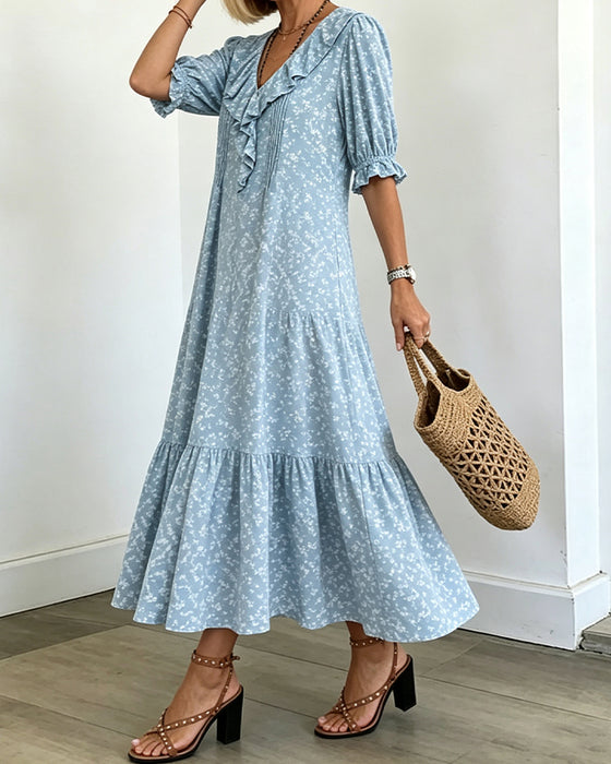 Jurk V-Hals Met Volants