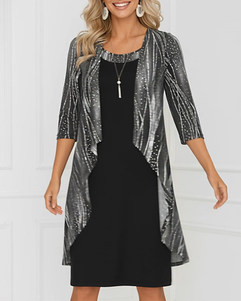 Jurk Nep Tweedelig Geometrische Print