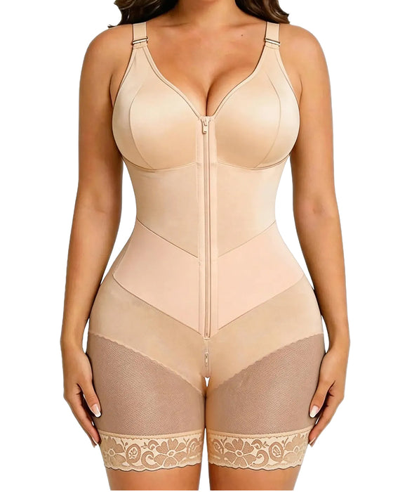 Dames Rits Kant Buikcontrole Shapewear Bodysuit