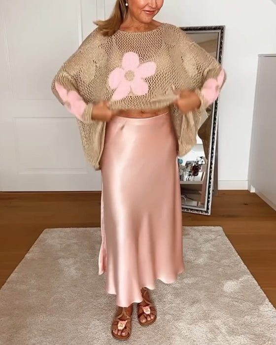 Casual holle trui met ronde hals en lange mouwen