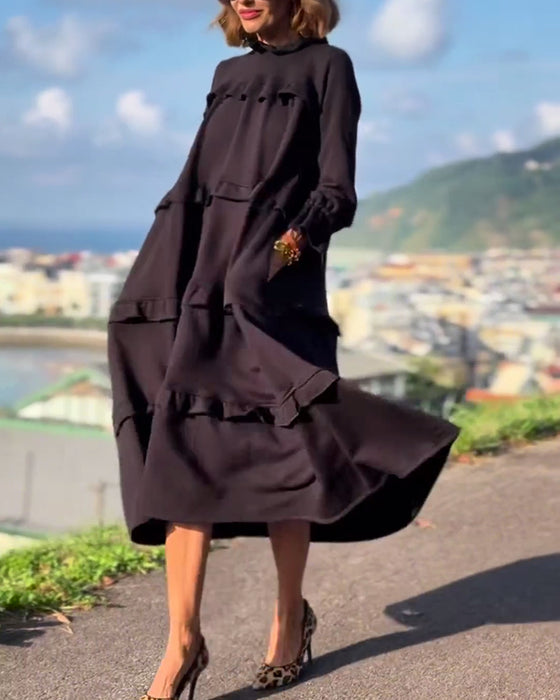Effen kleur, casual jurk in zoete stijl