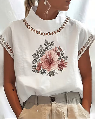 T-Shirt Halve Col Mouwloos Uitgesneden