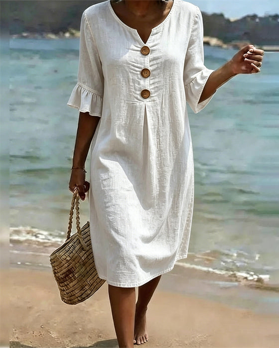 Jurk Lotus Blad Mouwen Jeans