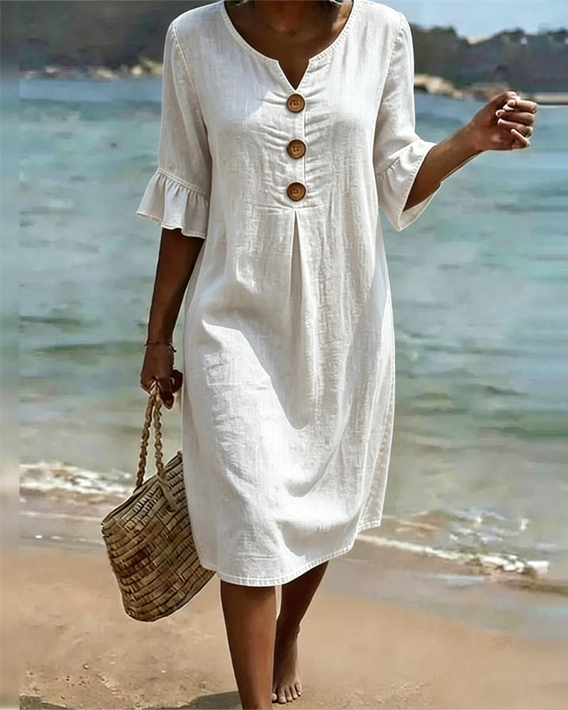 Jurk Lotus Blad Mouwen Jeans