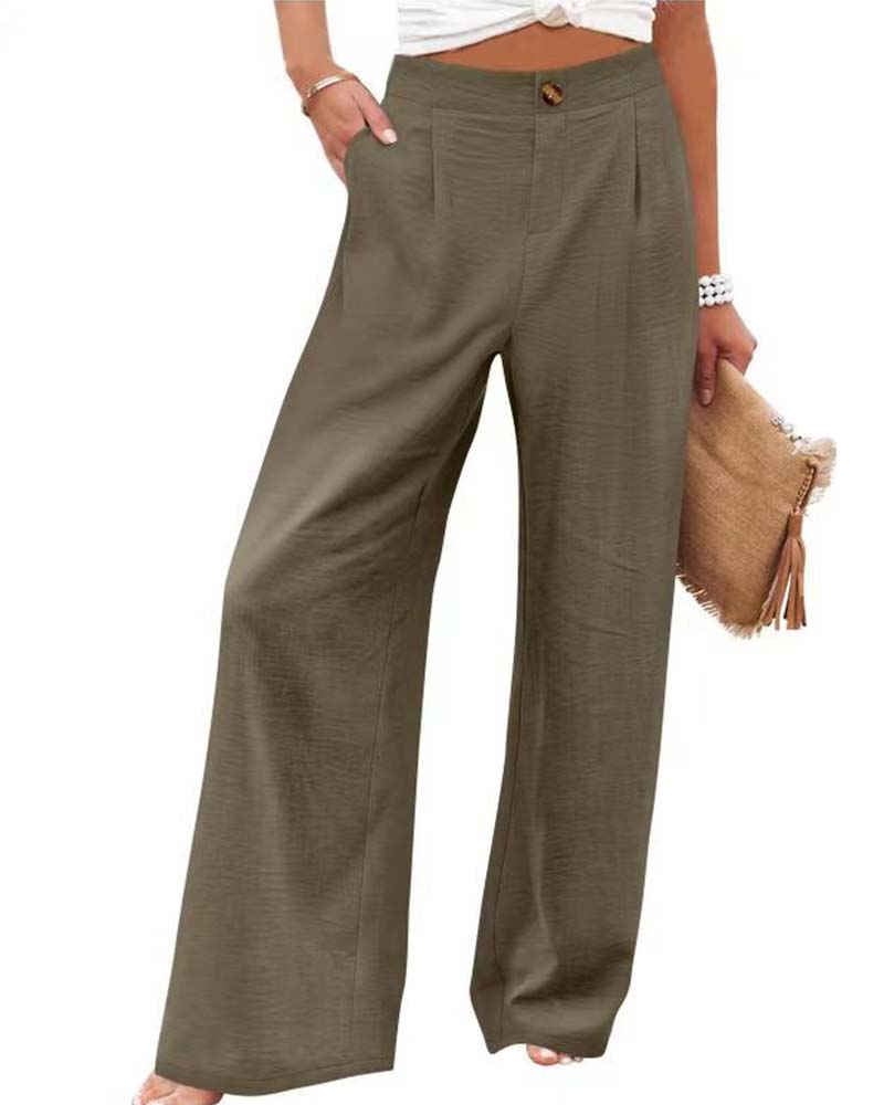 Broek Knoop Elastische Taille Wijd