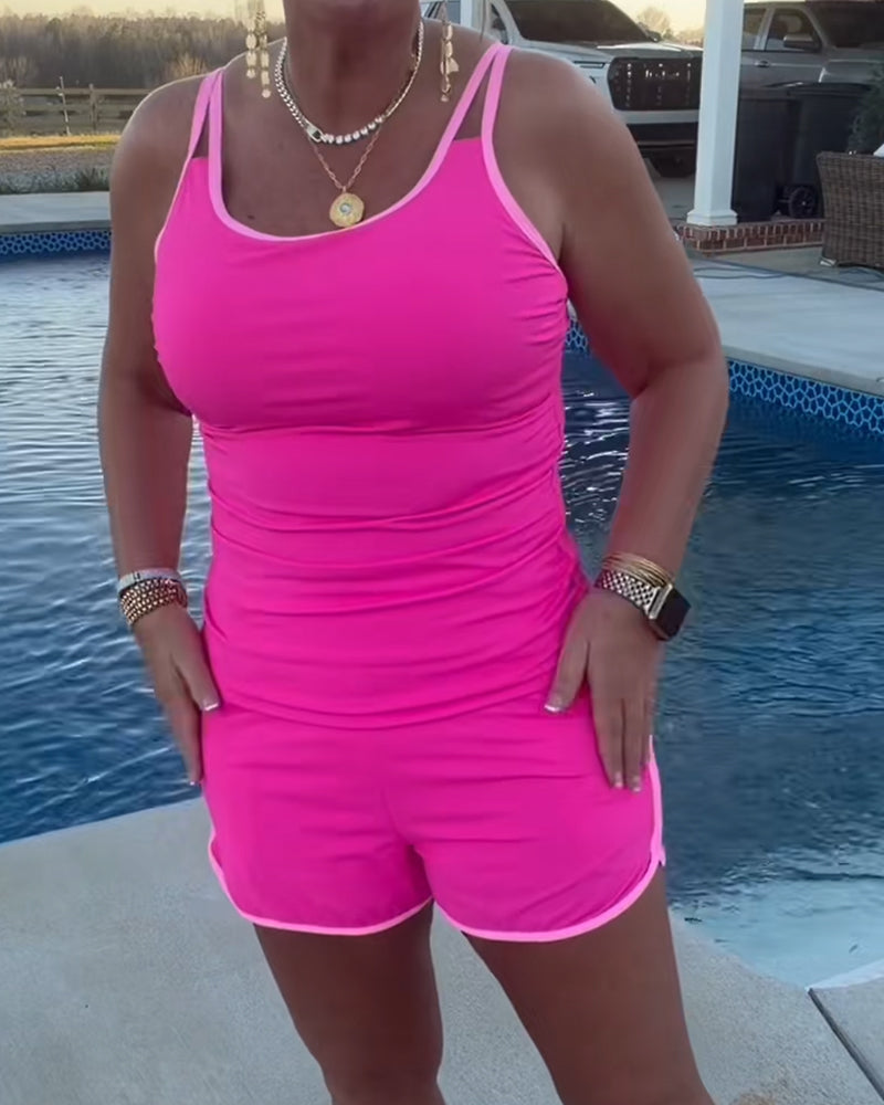 Tankini Met Contrast Kleur Bies En Afwerking
