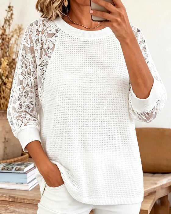 Blouse Driekwart Mouw Kant Paneel