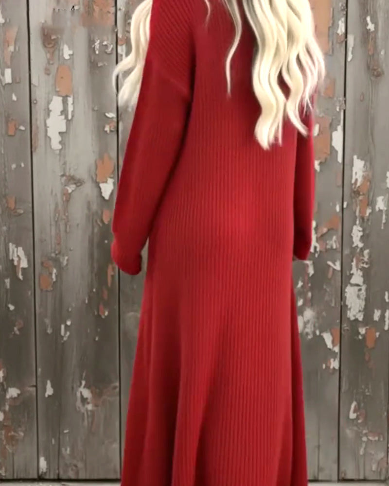 Effen Jurk Met Hoge Halslijn En Stijlvol Design