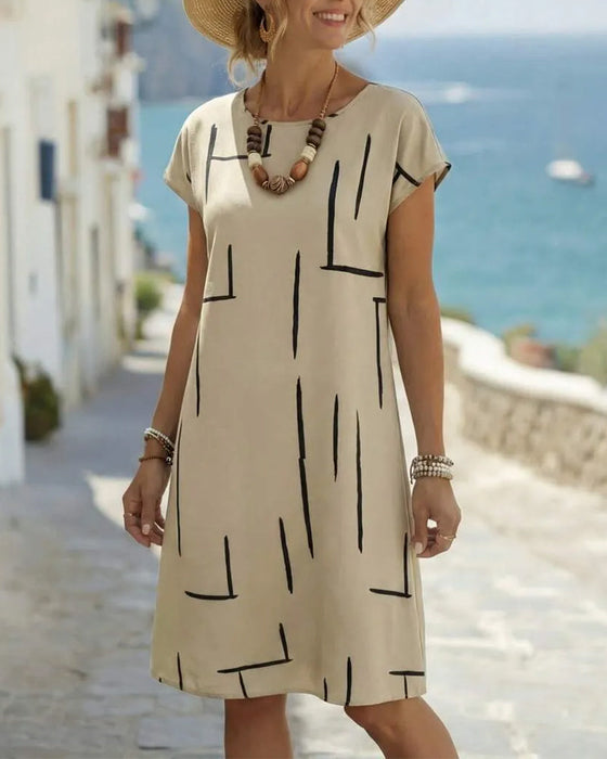 Jurk Dames Zomer Casual Print Rond Hals