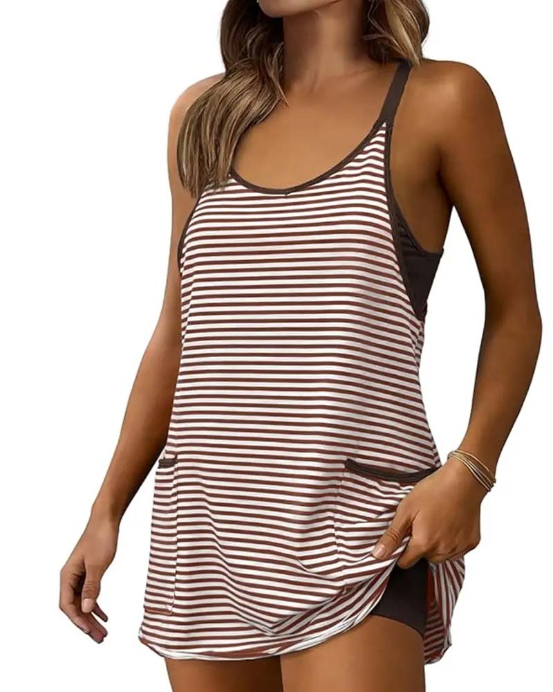 Jumpsuits Gestreept Mouwloos Cami Casual
