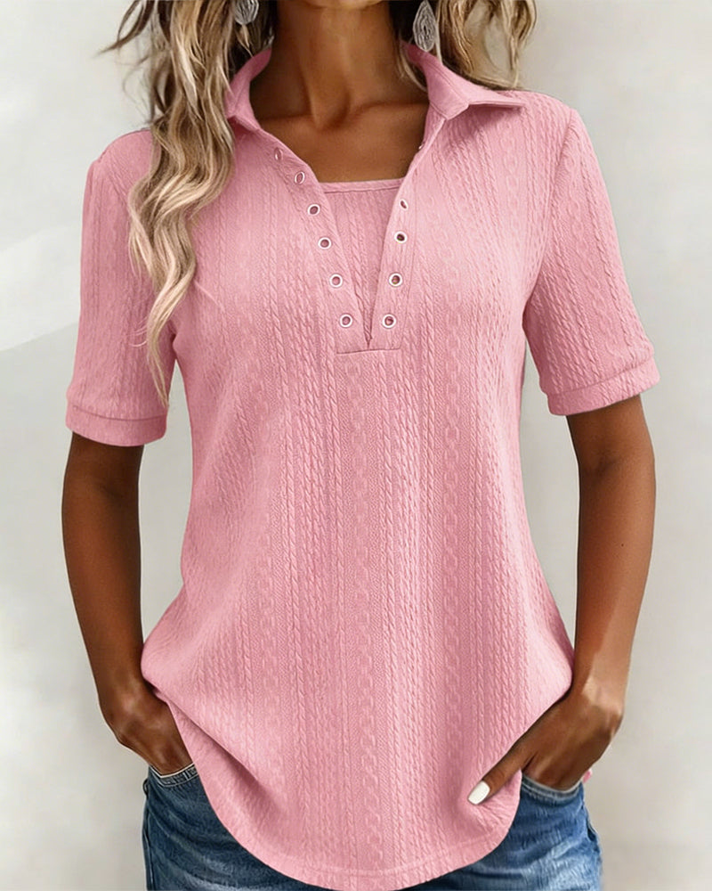 Top Gestructureerd Revers Effen Kleur