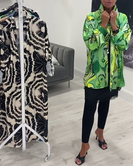 Casual overhemd met revers en gezichtprint