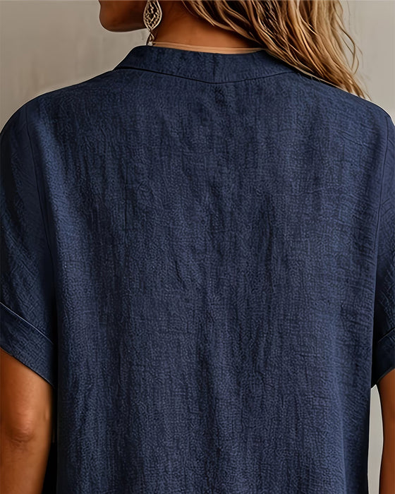 Blouse V-Hals Korte Mouw Los