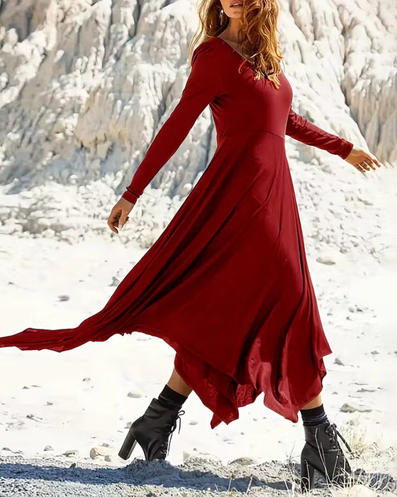 Jurk Onregelmatige Zoom Lange Mouwen