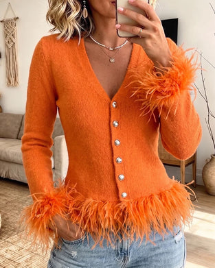Stijlvolle Effen V-Hals Cardigan