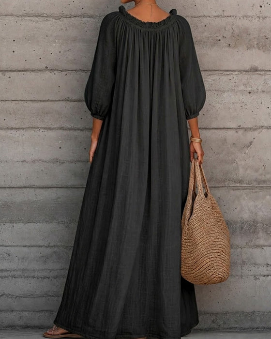 Jurk Puur Wit Ballon Mouw Volle Rok Maxi